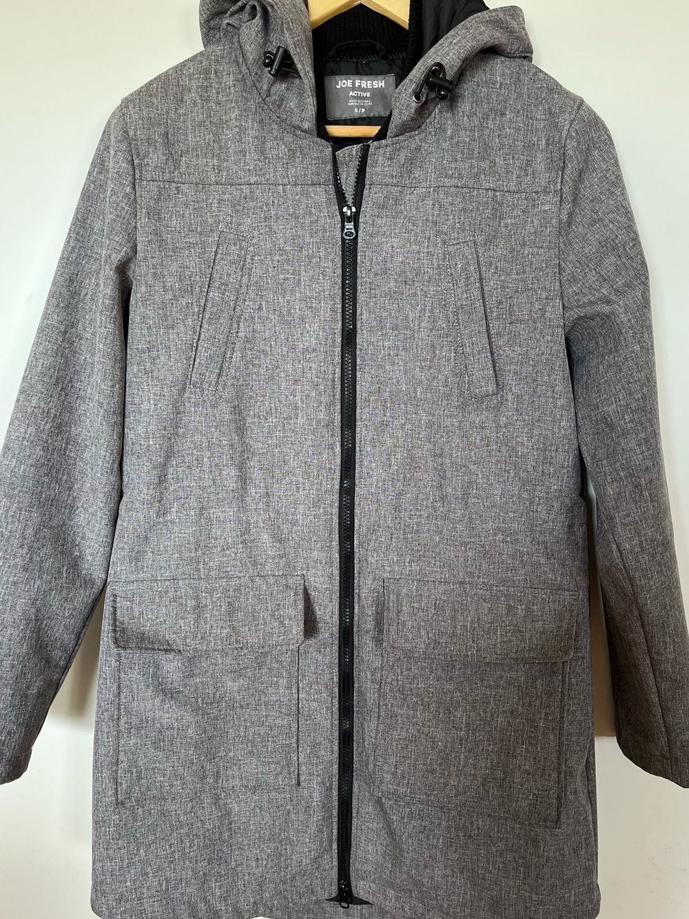 Joe Fresh Active Gray Hooded Softshell Fall Parka Jacket Women's Small